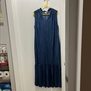 Chico's Blue Tiered Ruffled Maxi Sundress
